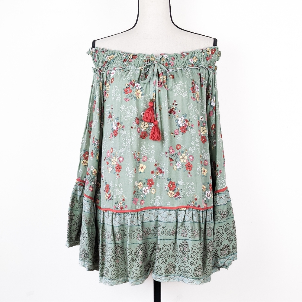 🦋LAST🦋 NWT Tulle & Batiste Jamilla Off-the-Shoulder Dress, Sage, Size Small
